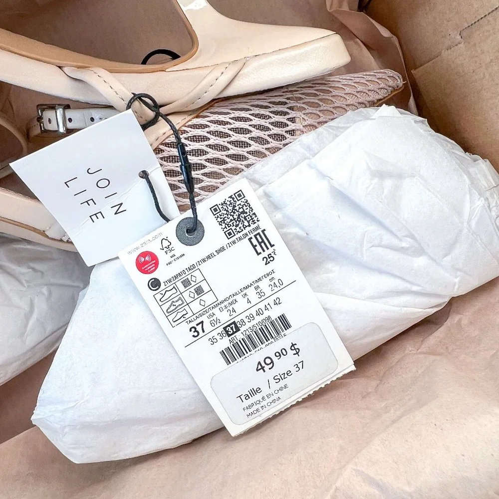 Zara Blush Pink Pointed Mesh Heels - Picture 6 of 6